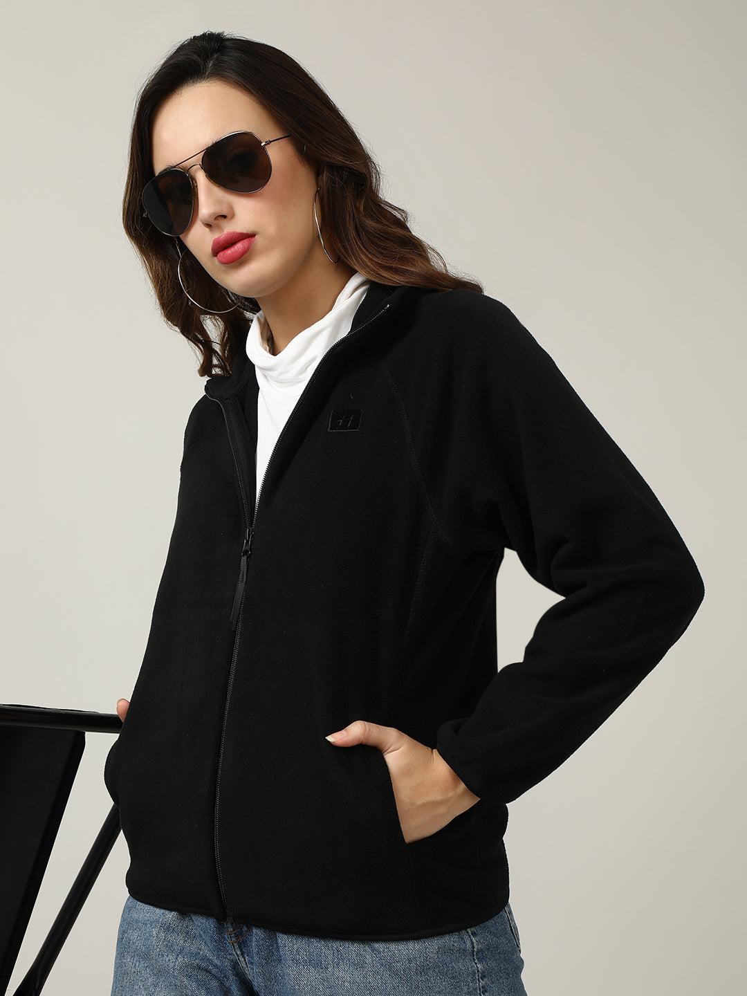 Cozy Black Fleece Full-Zip Sweatshirt