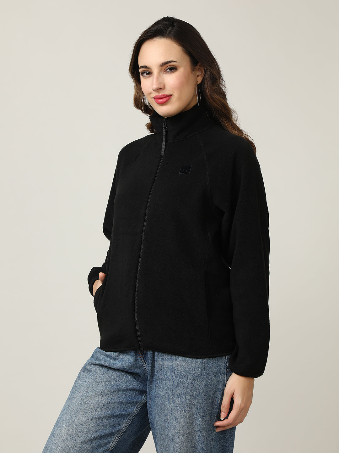 Cozy Black Fleece Full-Zip Sweatshirt