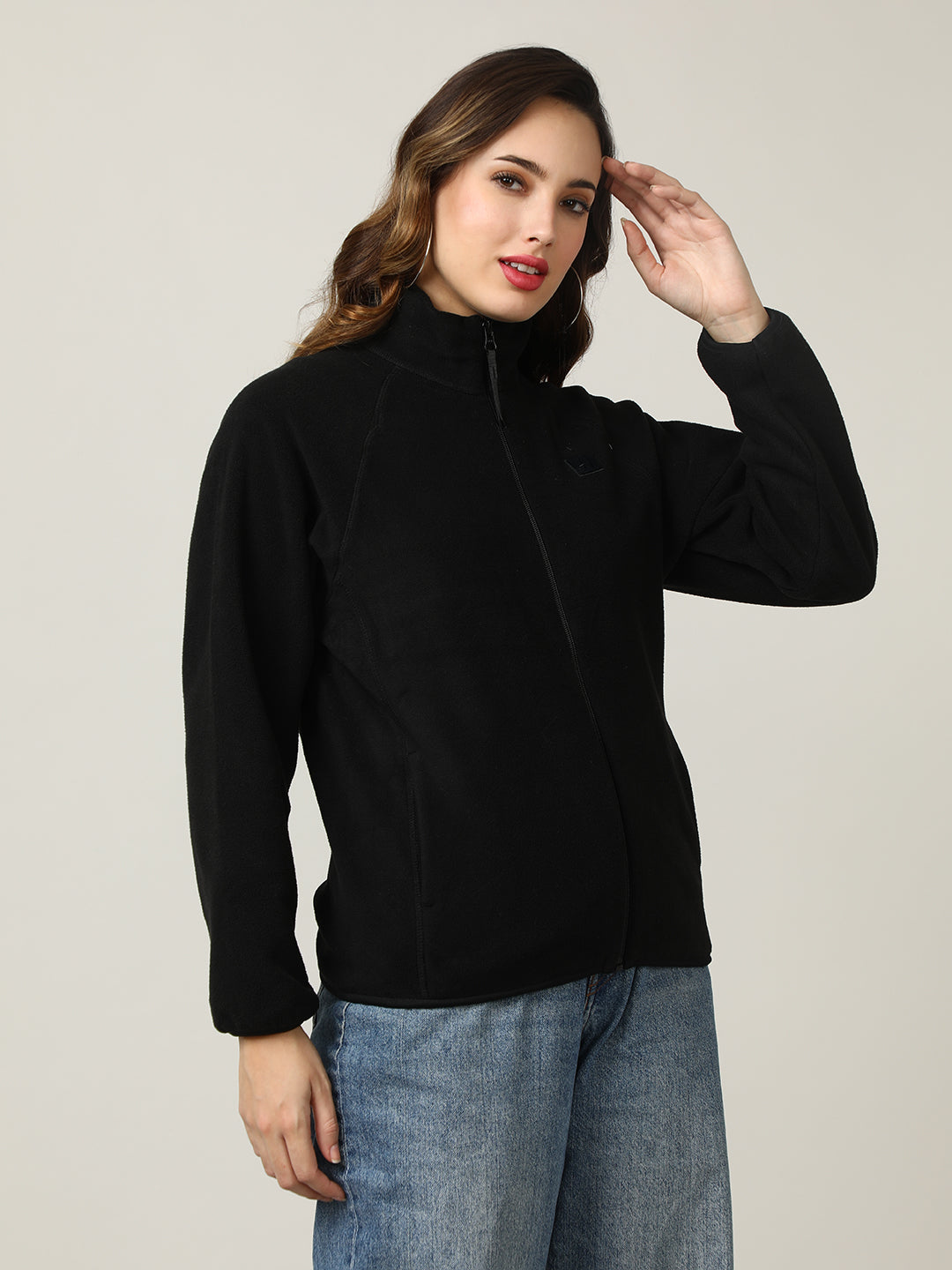 Cozy Black Fleece Full-Zip Sweatshirt