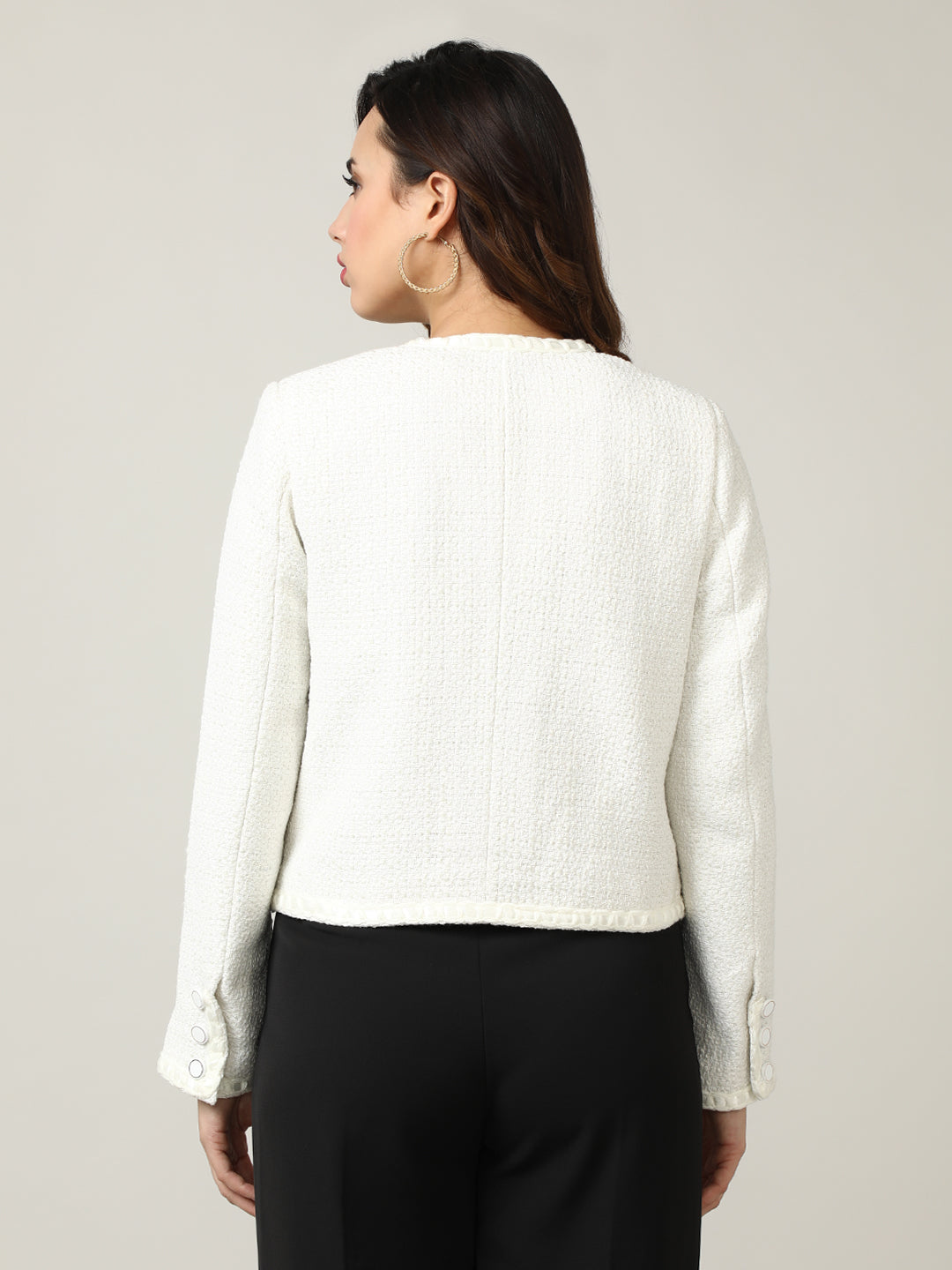 Women's White Heritage Cropped Tweed Jacket