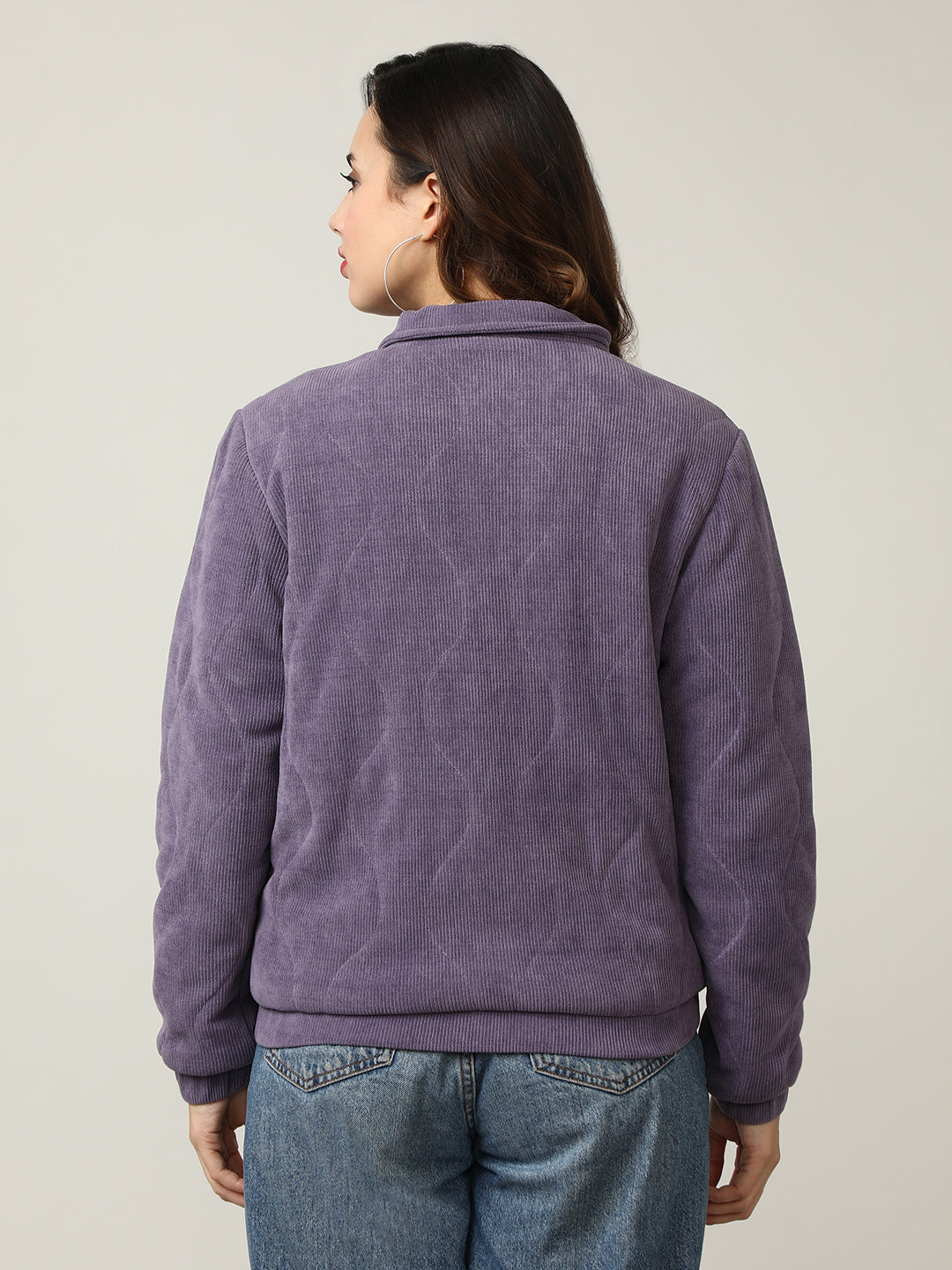 Quilted Lavender Corduroy Puffer Jacket