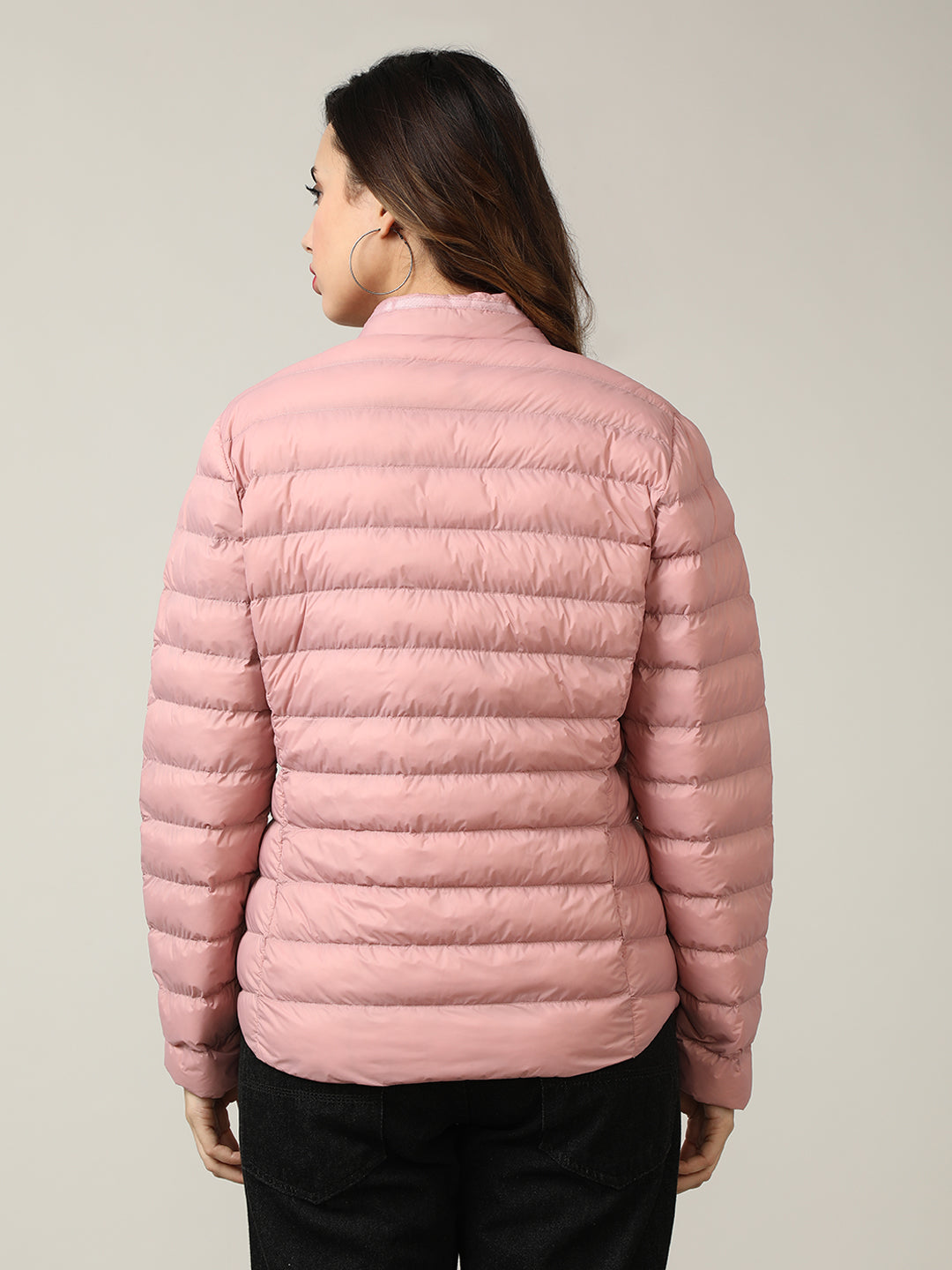 Stylish Chic Pink Puffer Jacket with Bow Detail