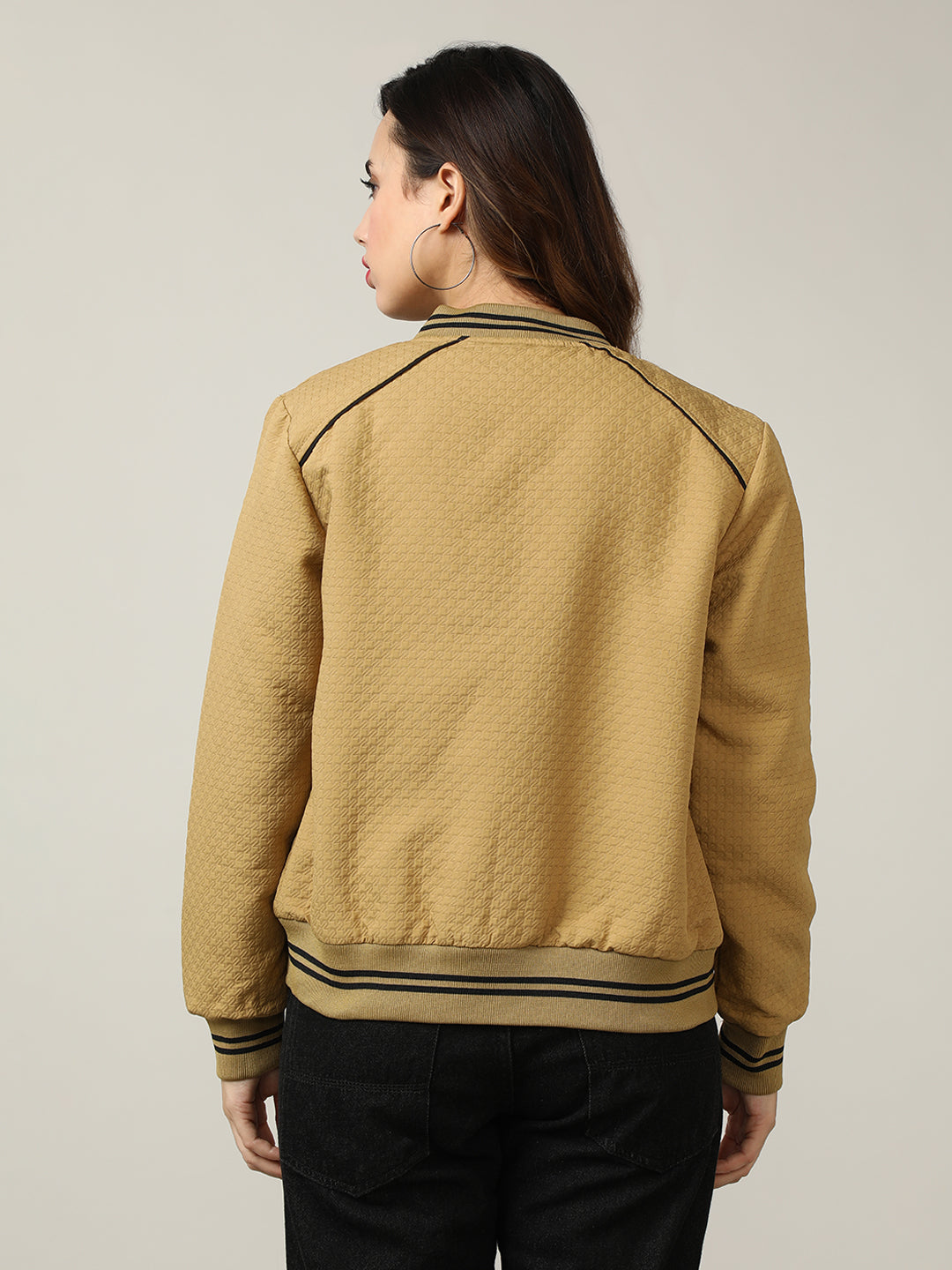 Women's Varsity Collar Self-Design Jacket