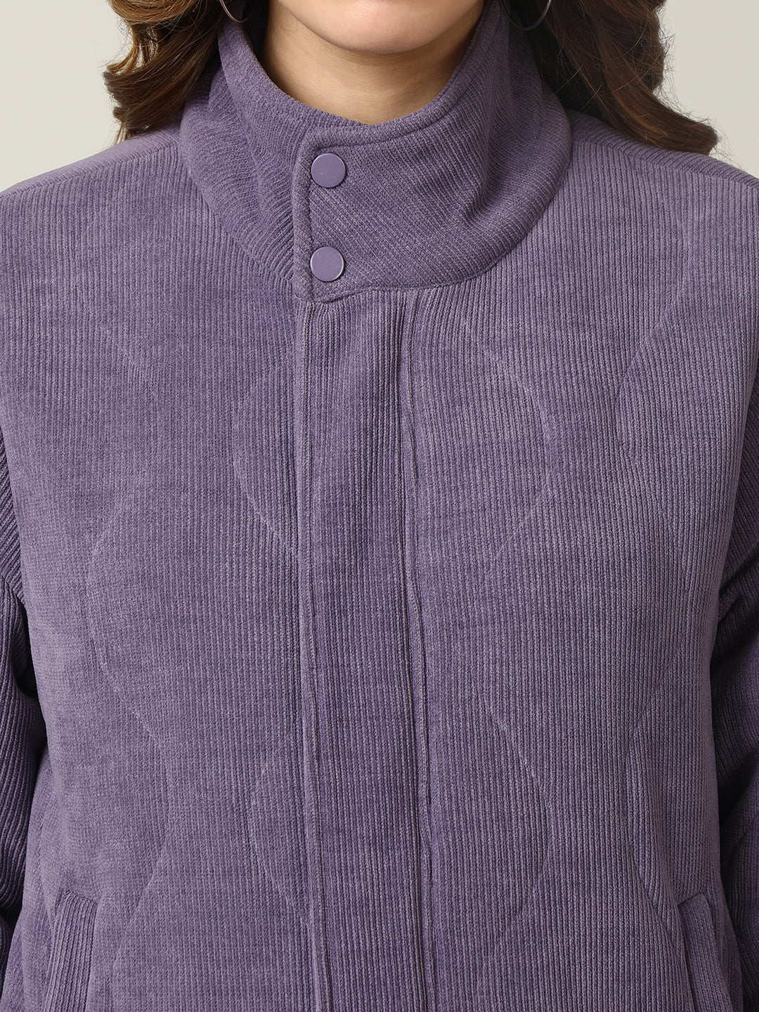 Quilted Lavender Corduroy Puffer Jacket