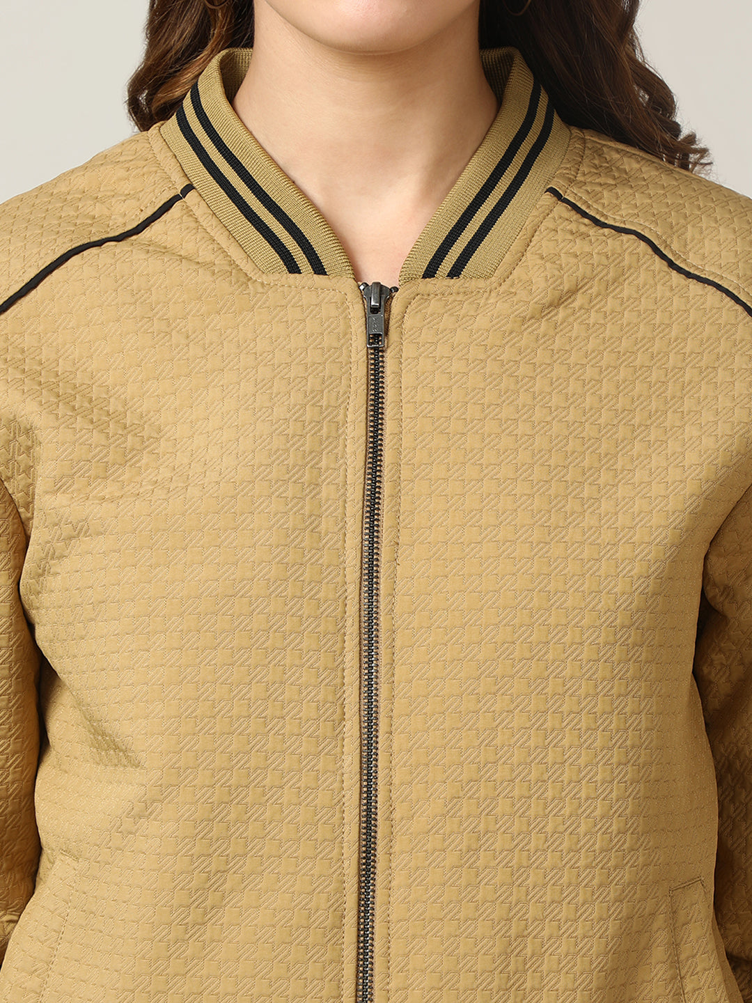 Women's Varsity Collar Self-Design Jacket
