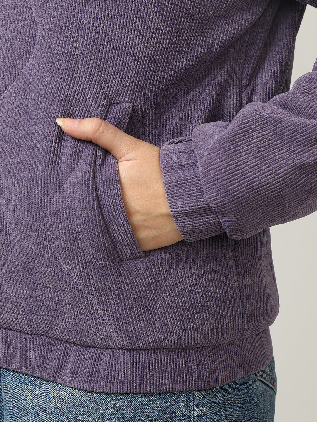 Quilted Lavender Corduroy Puffer Jacket