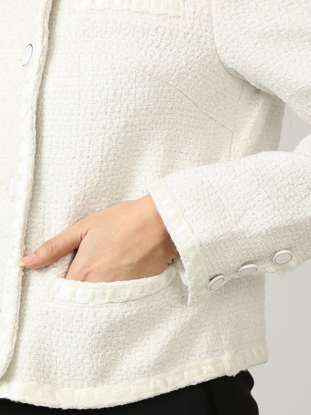 Women's White Heritage Cropped Tweed Jacket