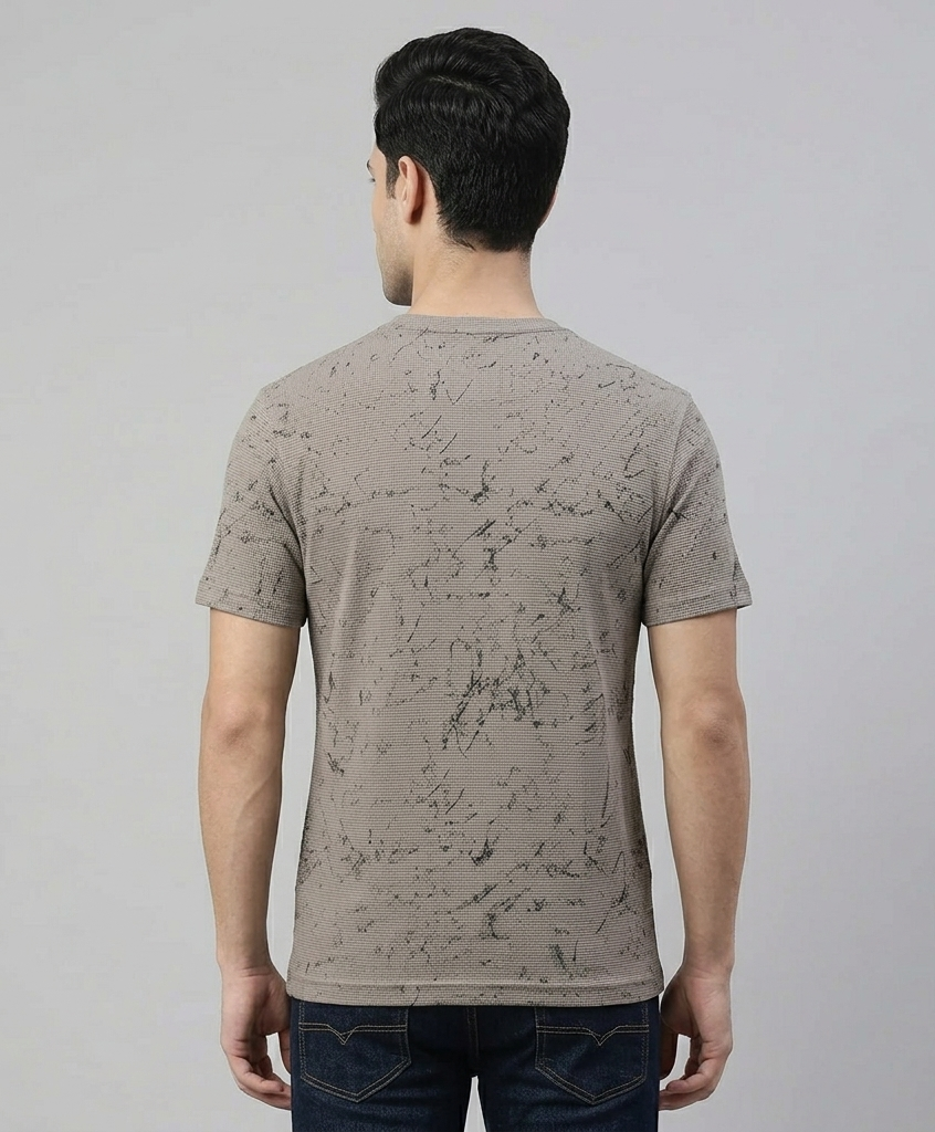 Men's Green Cotton Blend Round neck T-Shirt