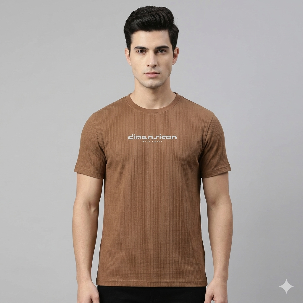 Men's Grey Cotton Blend Round neck T-Shirt