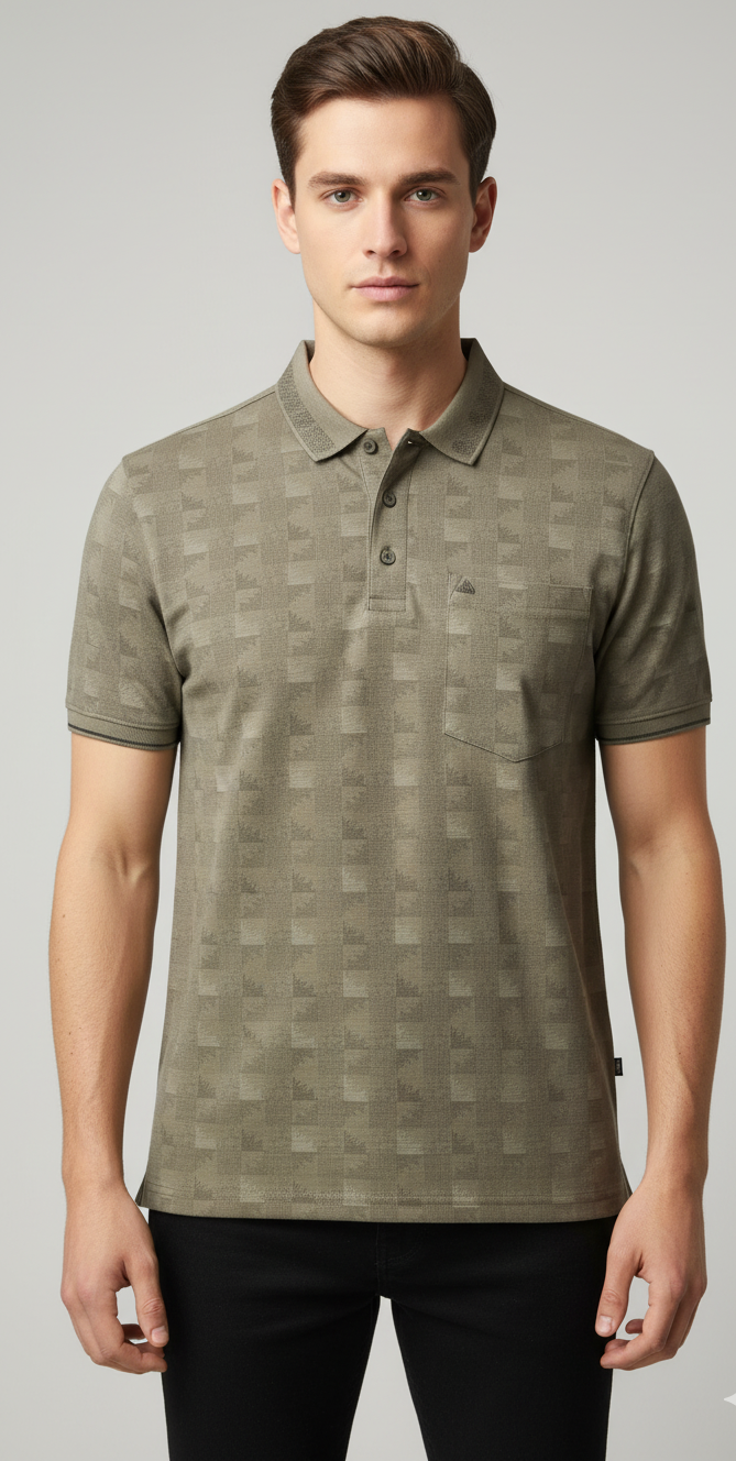 Men's Cotton Blend Polo Neck T-Shirt