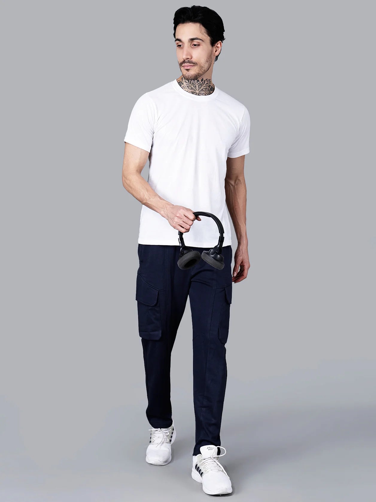 Explore the perfect combination of comfort and style with our navy Blue Cargo Track Pant for men. Experience the convenience of elastic waistband and cargo flap pockets, while the structured cotton-polyester fabric ensures durability. Shop now online India on our website.