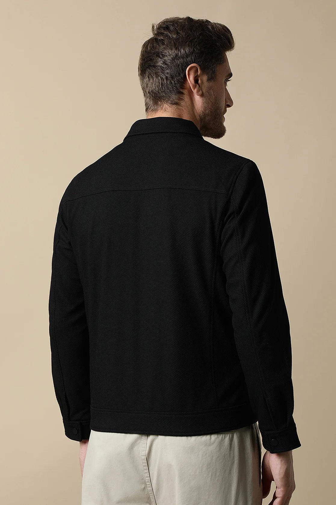 Upgrade your wardrobe with the Men's Black Button-Up Knitted Jacket from Fort Collins. Purchase it online now to add a stylish touch to your look in India.