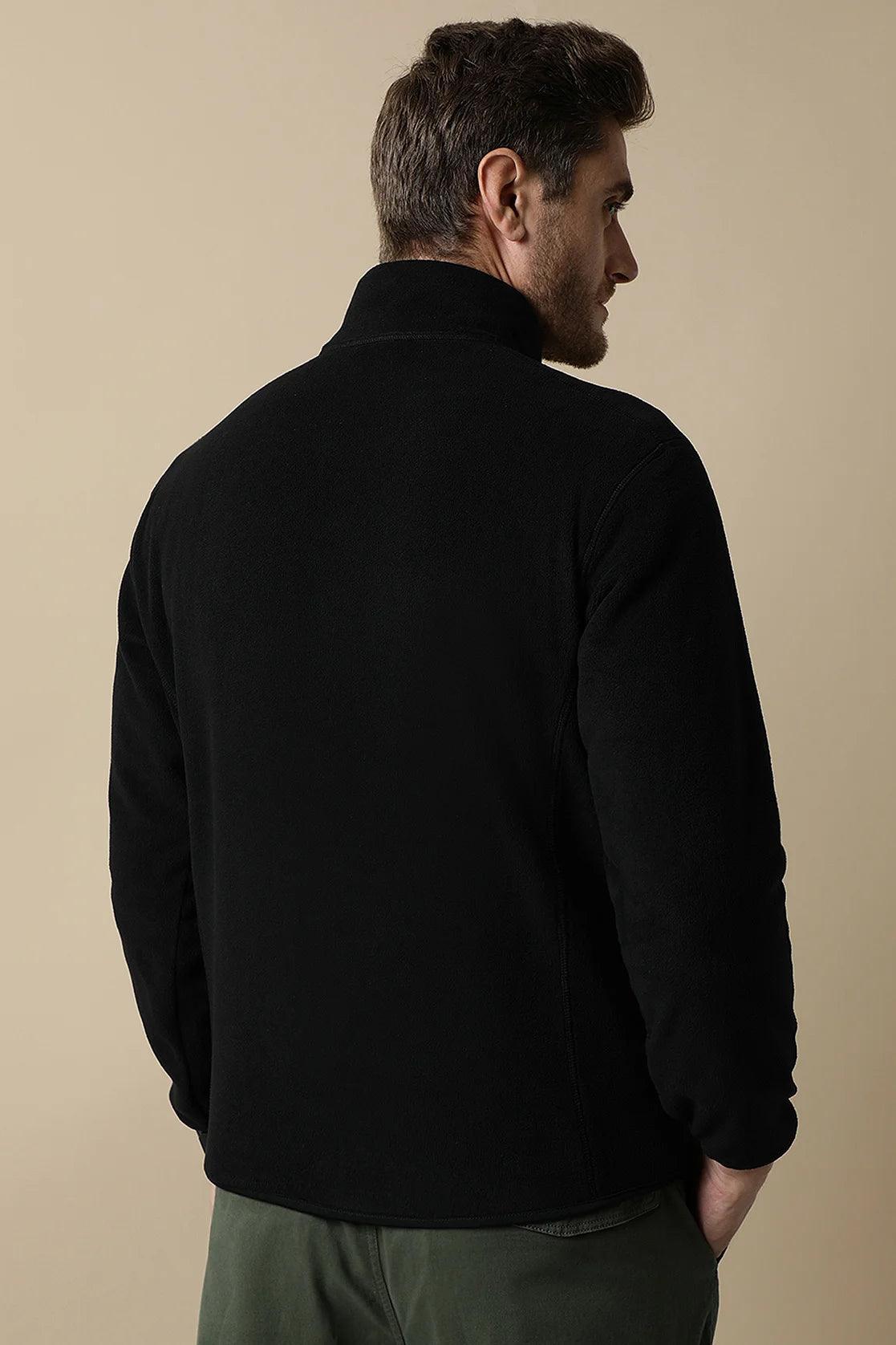 Upgrade your wardrobe with the Men's Black Full-Zip Fleece Sweatshirt by Fort Collins. Shop online from anywhere in India for a stylish addition to your closet.
