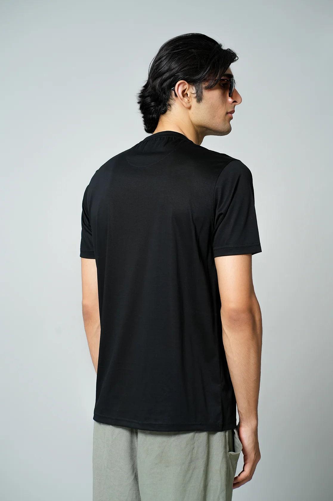 Upgrade your wardrobe with the Men's Black Graphic Print T-Shirt by Fort Collins. Shop online from anywhere in India for a stylish addition to your closet.