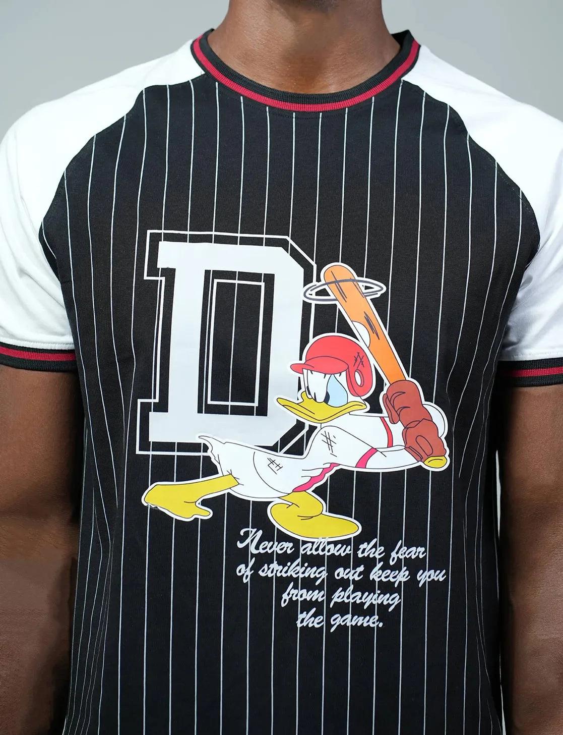 Fort collins men black round neck sporty baseball duck graphic tee 7959ts-4