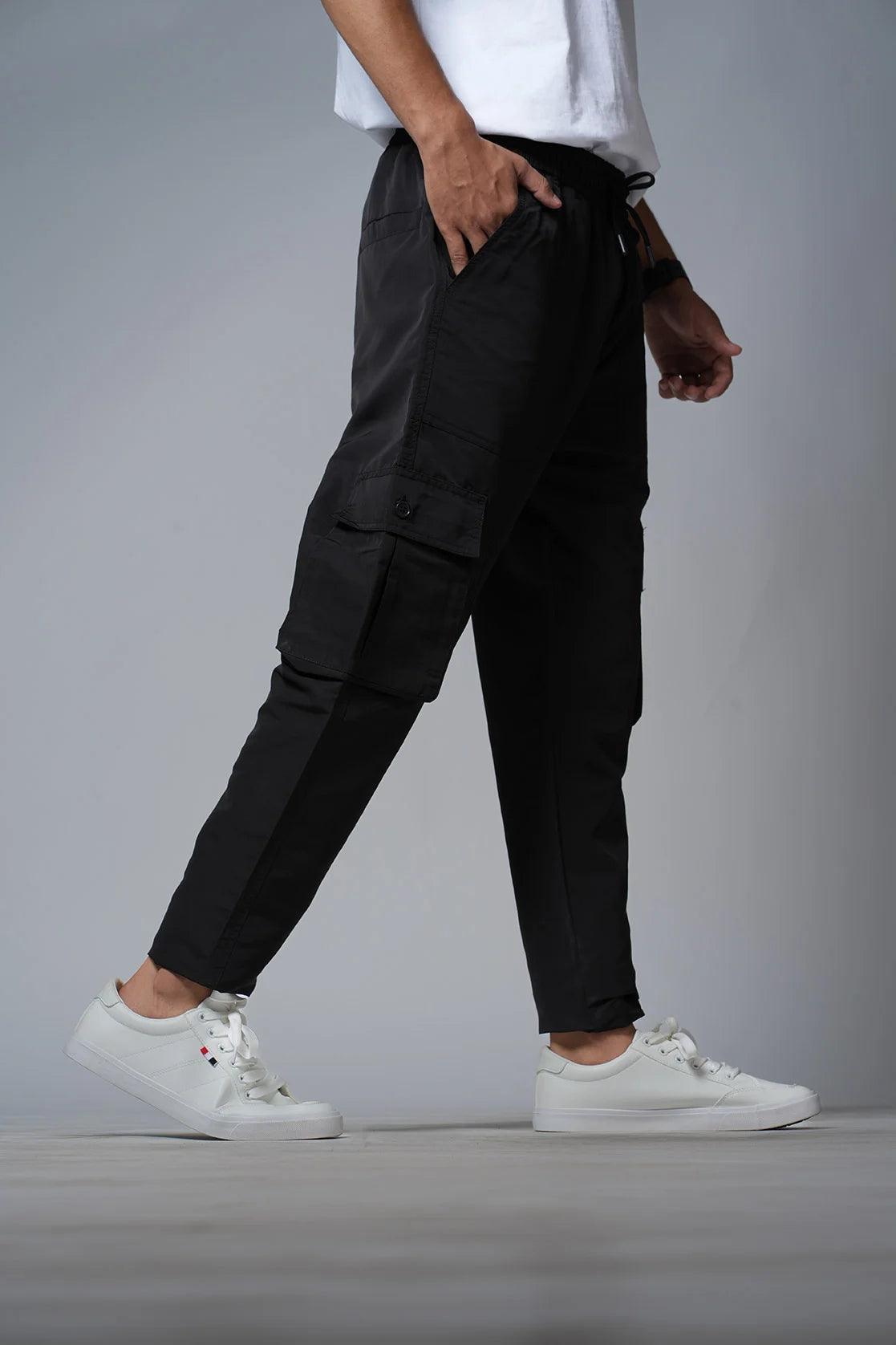 Men's Black Smart Fit Track Pant with Multi Pockets