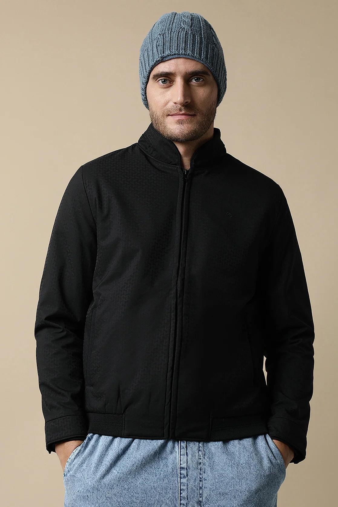 Men's Black Textured Lightweight Jacket