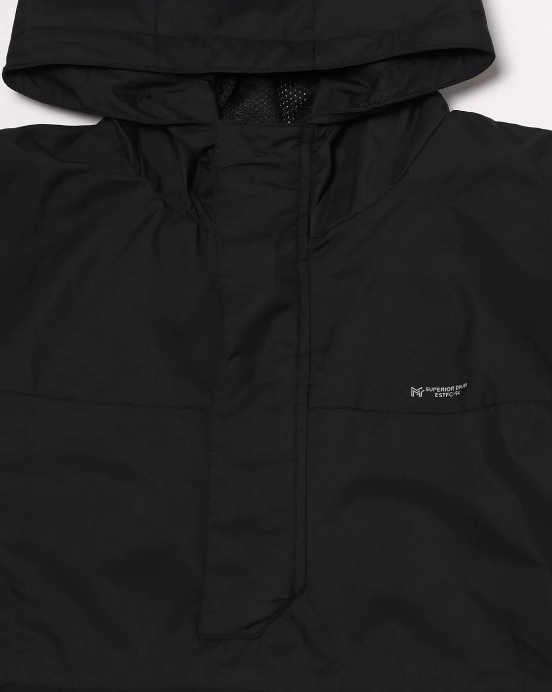 Men's Black Windbreaker Jacket with Adjustable Hood and Mesh-net Lining
