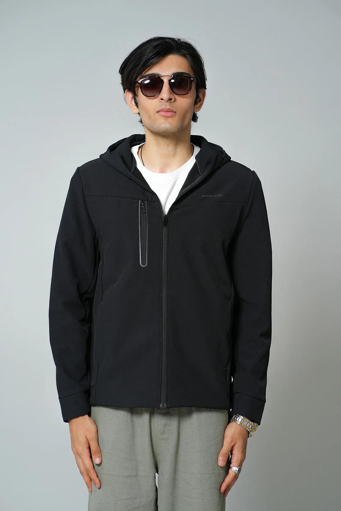 Discover the sleek and functional Men's Black Windbreaker Jacket by Fort Collins, now available online in India. Featuring structured zipper pockets, this jacket is perfect for any occasion.