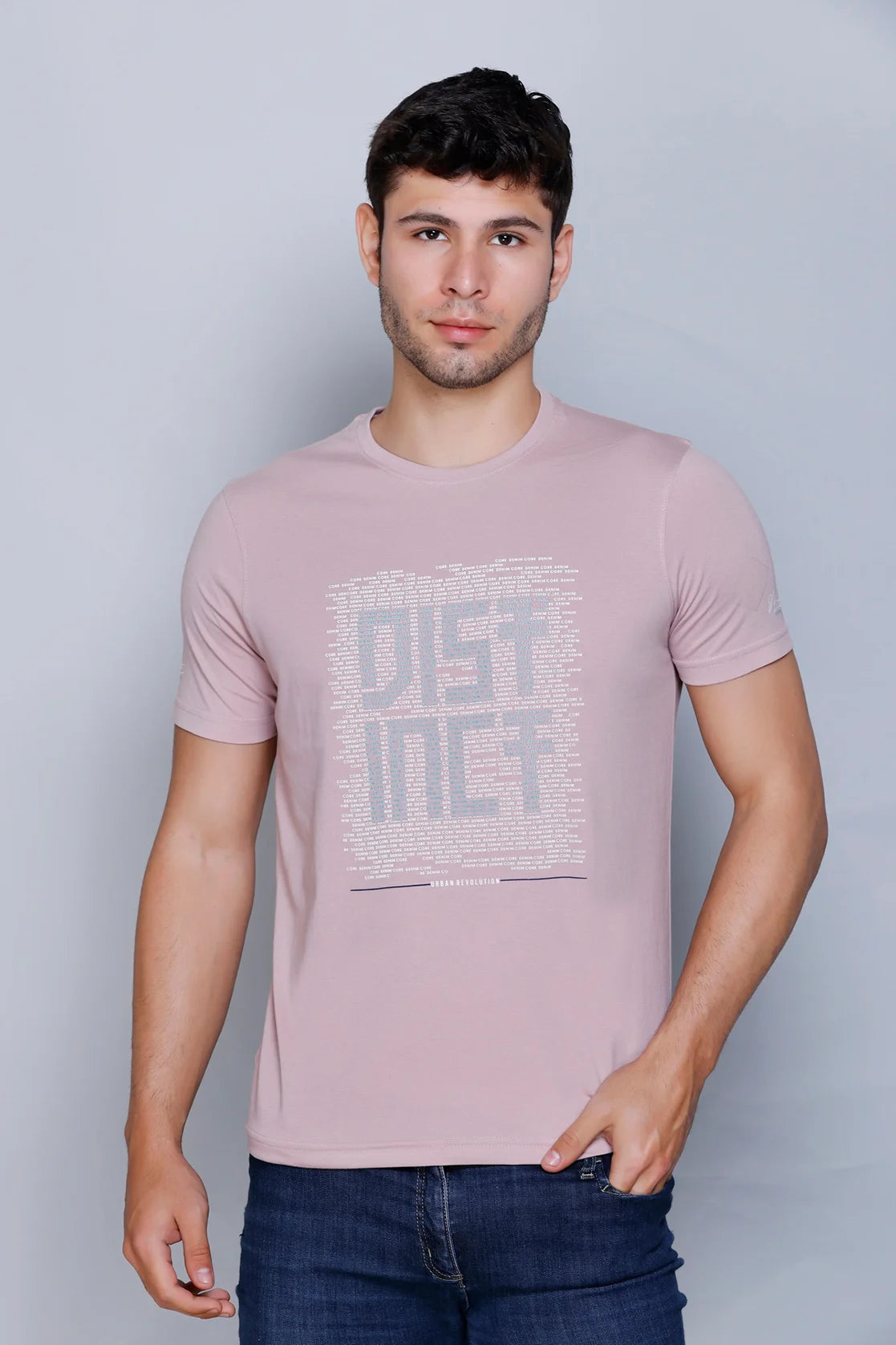 Men's Pink Cotton Blend Graphic Print Round neck T-Shirt
