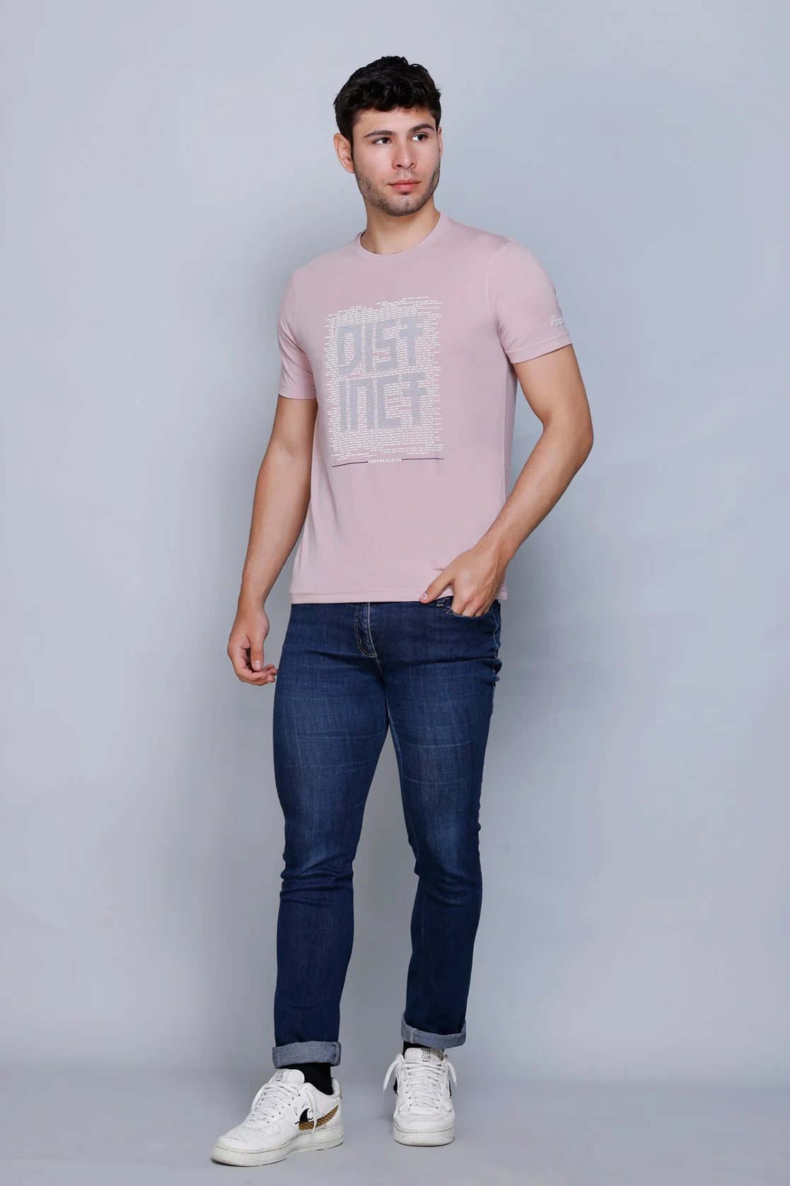 Men's Pink Cotton Blend Graphic Print Round neck T-Shirt