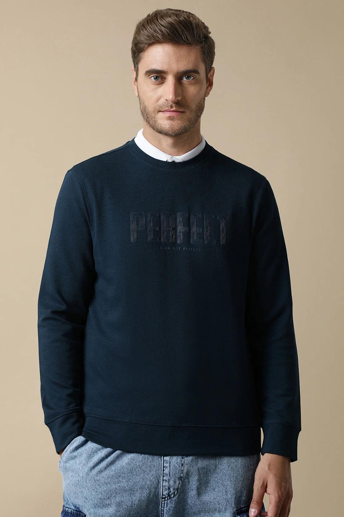 Buy Men s Dark Blue Round Neck Sweatshirt By Fort Collins Online in India