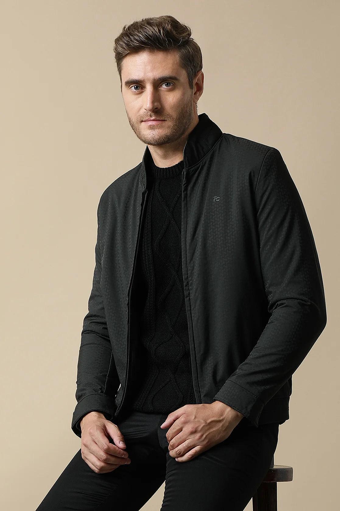 Buy Fort Collins Men's Dark Green Textured Lightweight Jacket