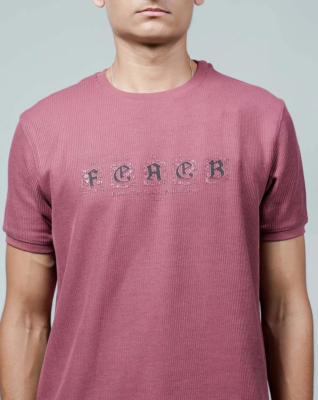 Fort Collins Men's Maroon Embossed Print Round Neck Short Sleeve T-Shirt Online in India Made with premium quality fabric, this t-shirt is comfortable and perfect for everyday wear.