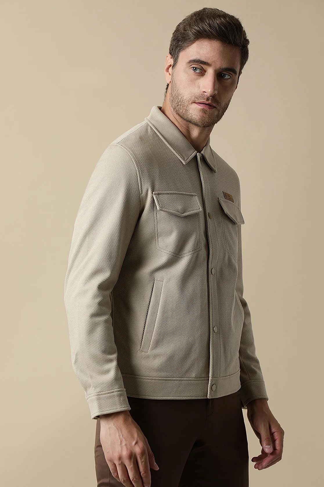 Discover the fashionable Fort Collins Men's Khaki Button-Up Knitted Jacket, available for online purchase in India. Upgrade your wardrobe today.
