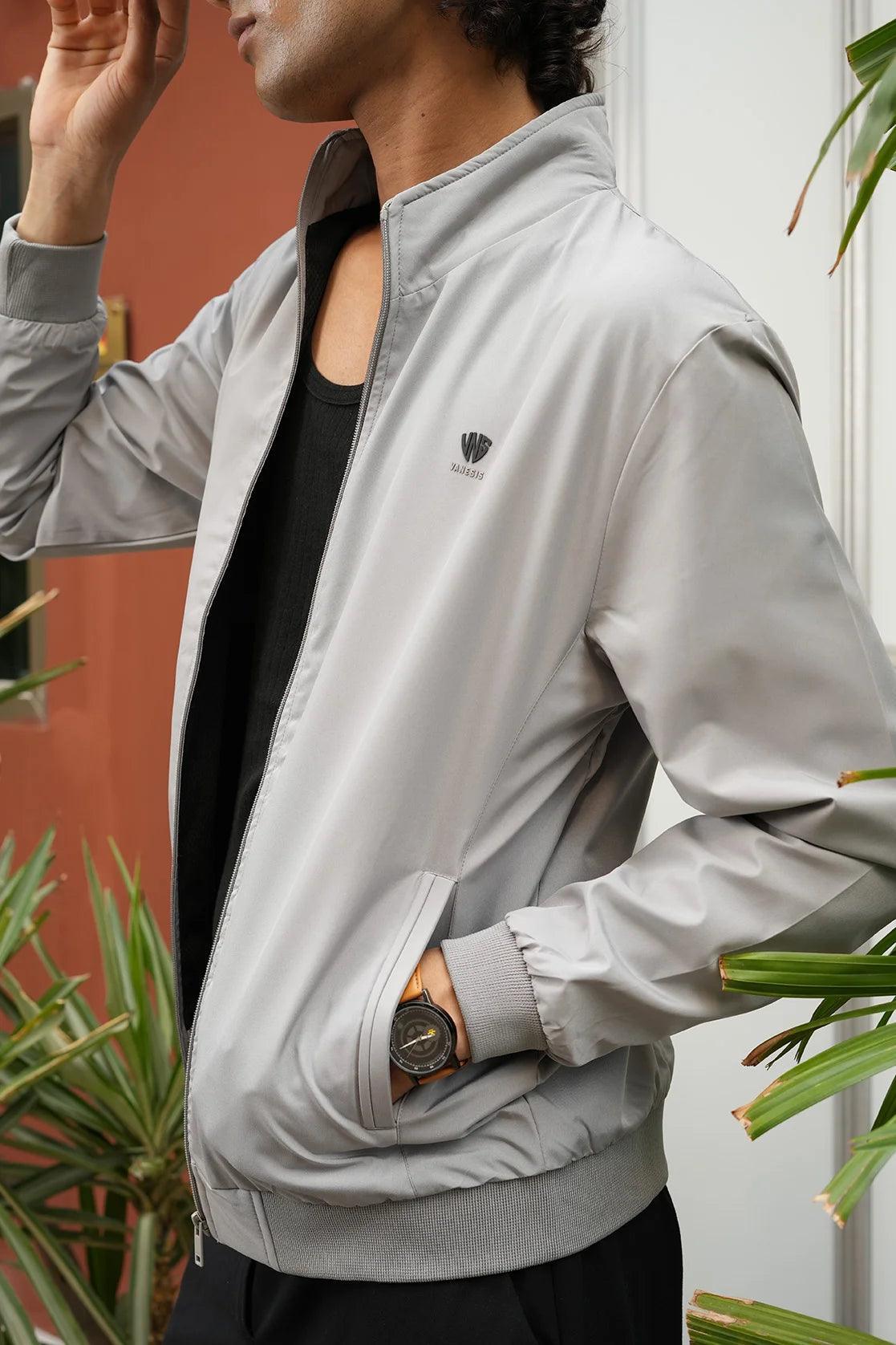 Upgrade your wardrobe with Fort Collins' Men's Light Grey Lightweight Windbreaker Jacket, available for purchase online from anywhere in India.