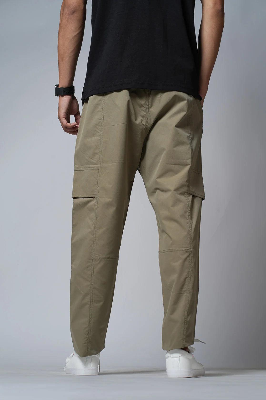 Shop for the Fort Collins Men's Olive Poly Twill Cargo Track Pant online in India for a professional and functional addition to your wardrobe.