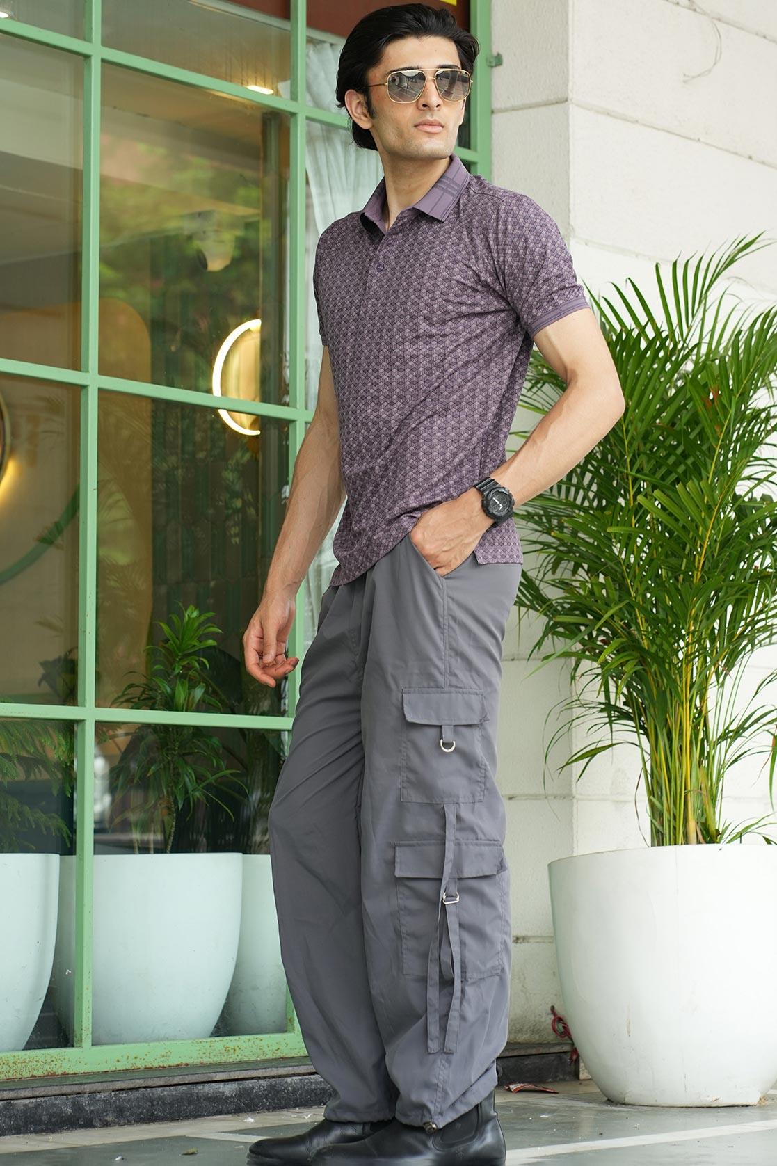 Experience the stylish and timeless look of the Fort Collins Men's All-over Geometric Print Polo Collar T-Shirt, now available to buy online in India.