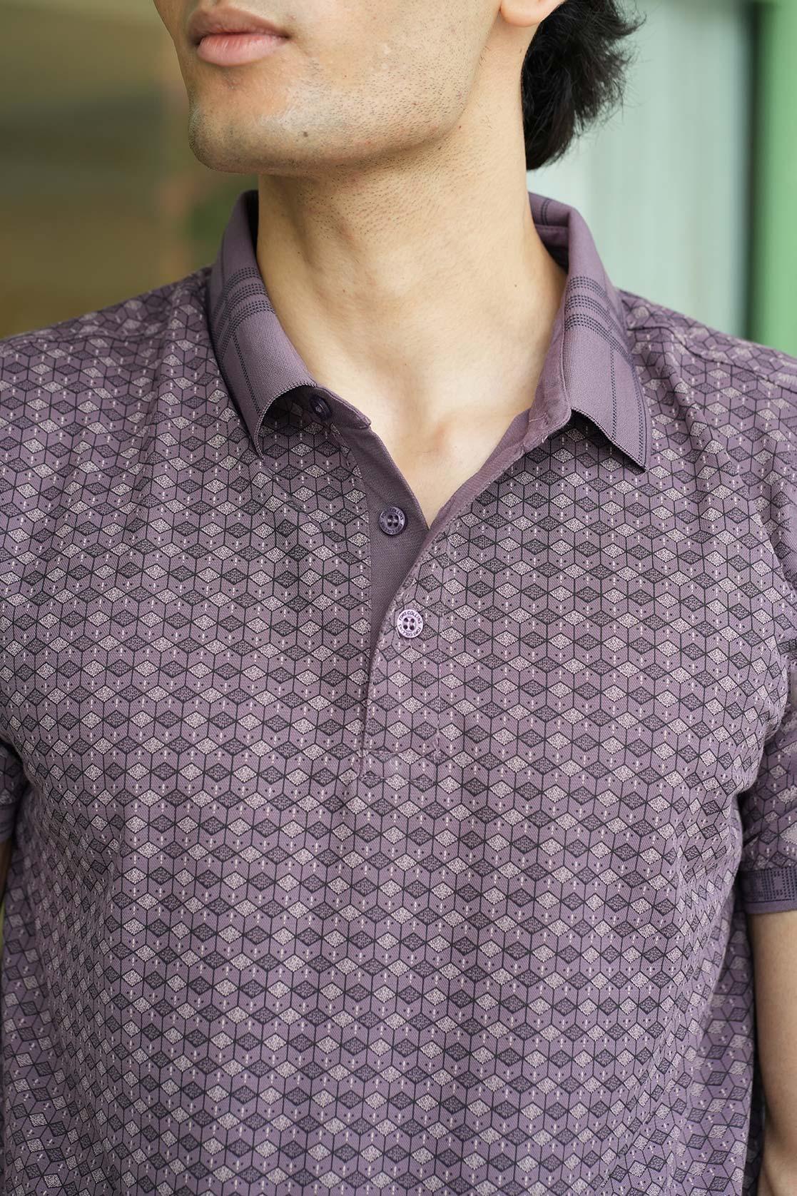 Order the Men's All-over Geometric Print Polo Collar T-Shirt from Fort Collins online in India.