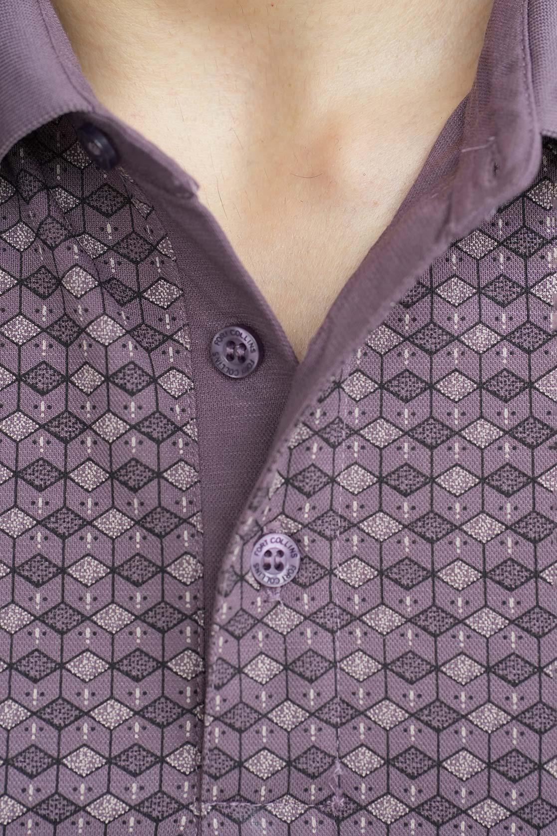 This Men's All-over Geometric Print Polo Collar T-Shirt by Fort Collins can be found online in India.