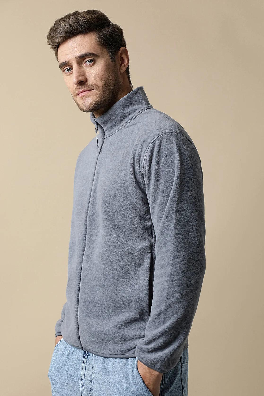 Discover the Fort Collins Men's Steel Grey Full-Zip Fleece Sweatshirt, now available for online purchase in India. Elevate your wardrobe with this stylish upgrade.