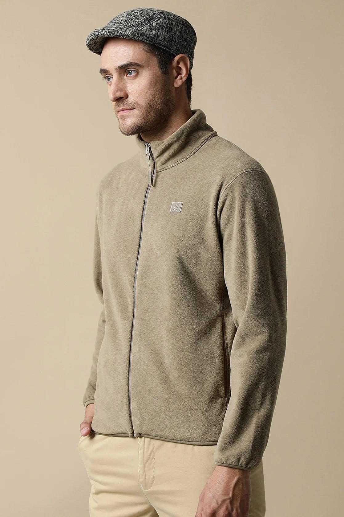 Discover the latest fashion trend with the Fort Collins Men's Tan Full-Zip Fleece Sweatshirt, conveniently available for online purchase in India.