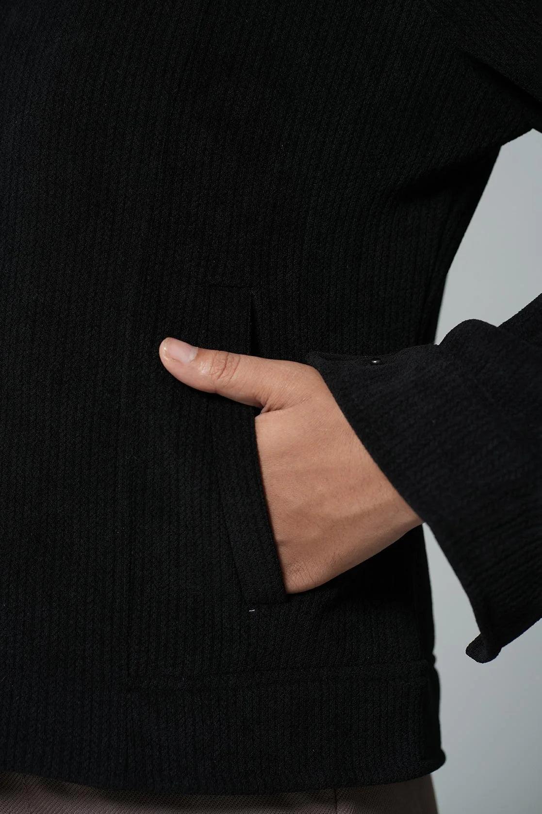 Fort Collins Women's Black Corduroy Jacket with Stand Collar. Shop now online for a trendy wardrobe upgrade from anywhere in India.