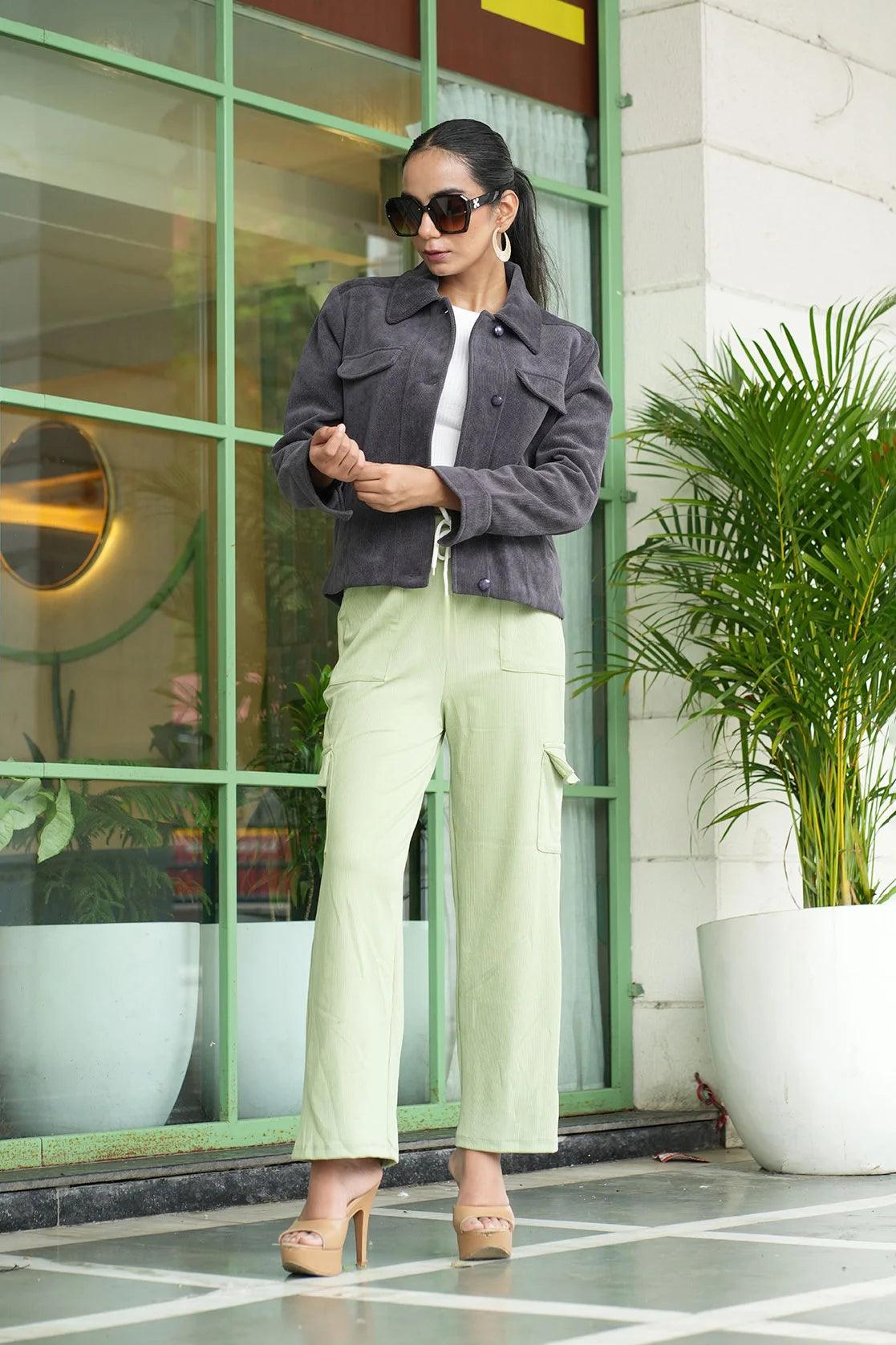 Purchase the Fort Collins Brand Women's Grey Knitted Jacket with Button-down Front Closure, now available for purchase online in India.