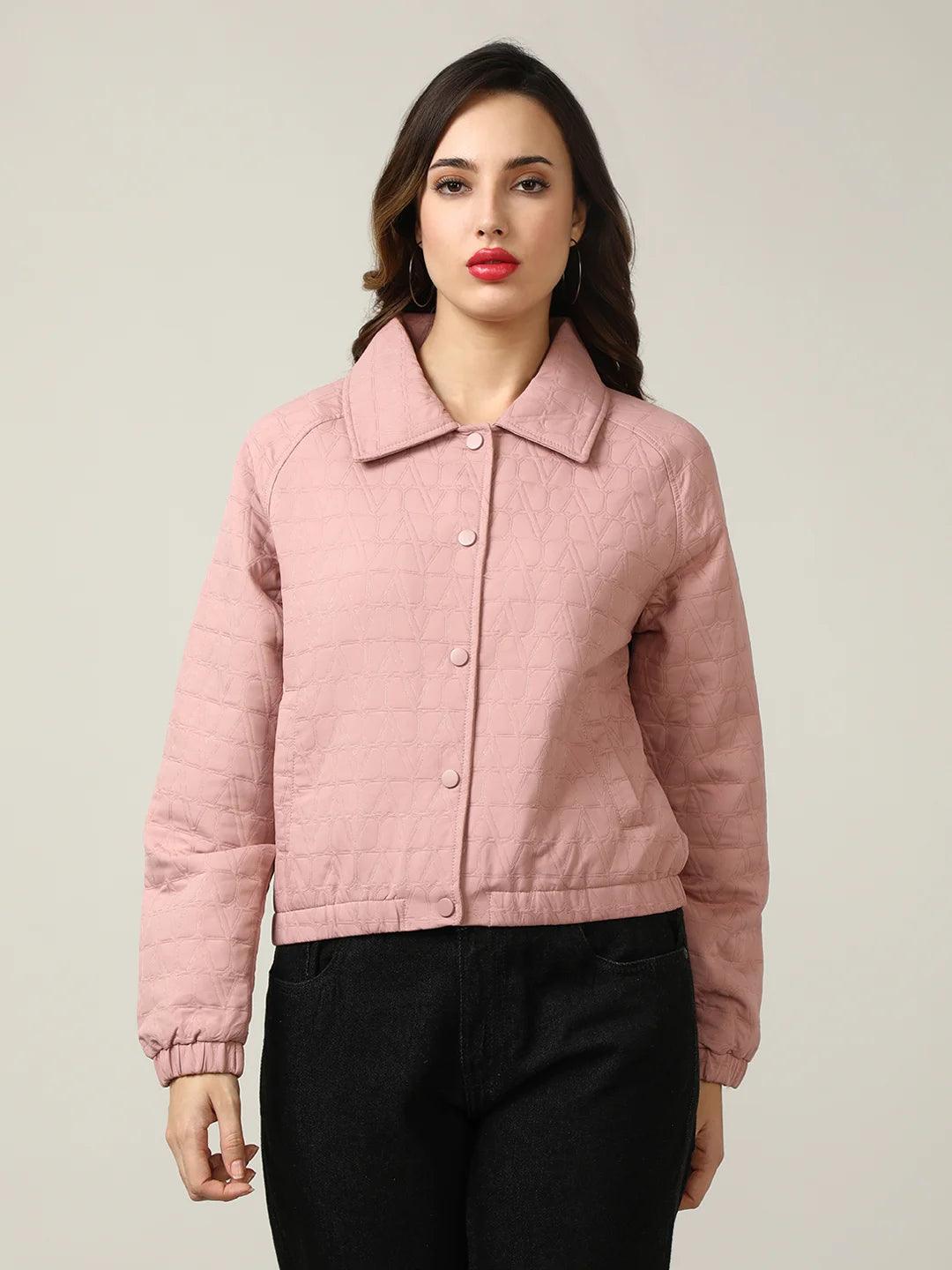 Introducing the Women's Pink Short Length Quilted Jacket by Fort Collins. Shop now for the latest in stylish fashion, available online throughout India.