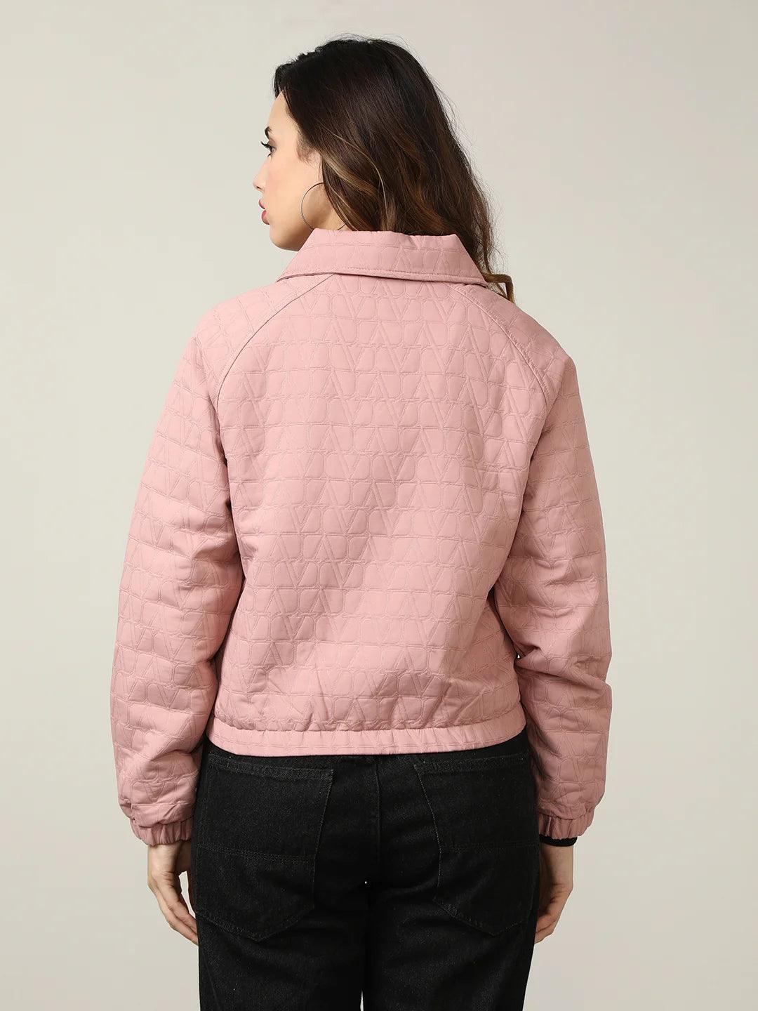 Shop now for a trendy wardrobe from anywhere in India with this Fort Collins Women's Pink Short Length Quilted Jacket.