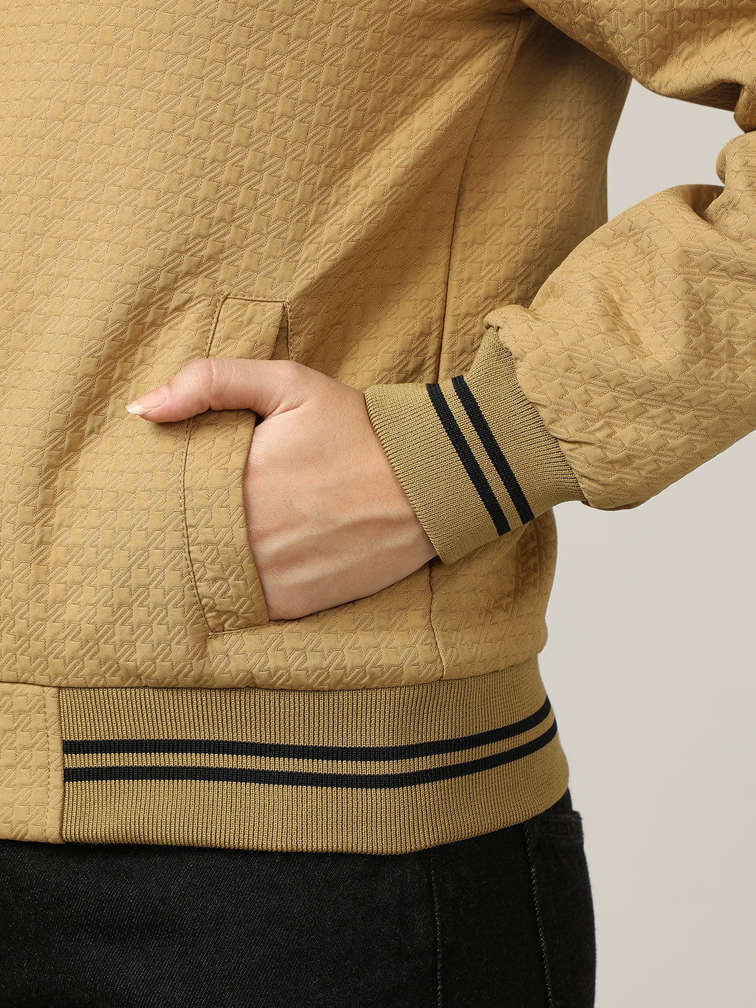 Women's Varsity Collar Self-Design Jacket