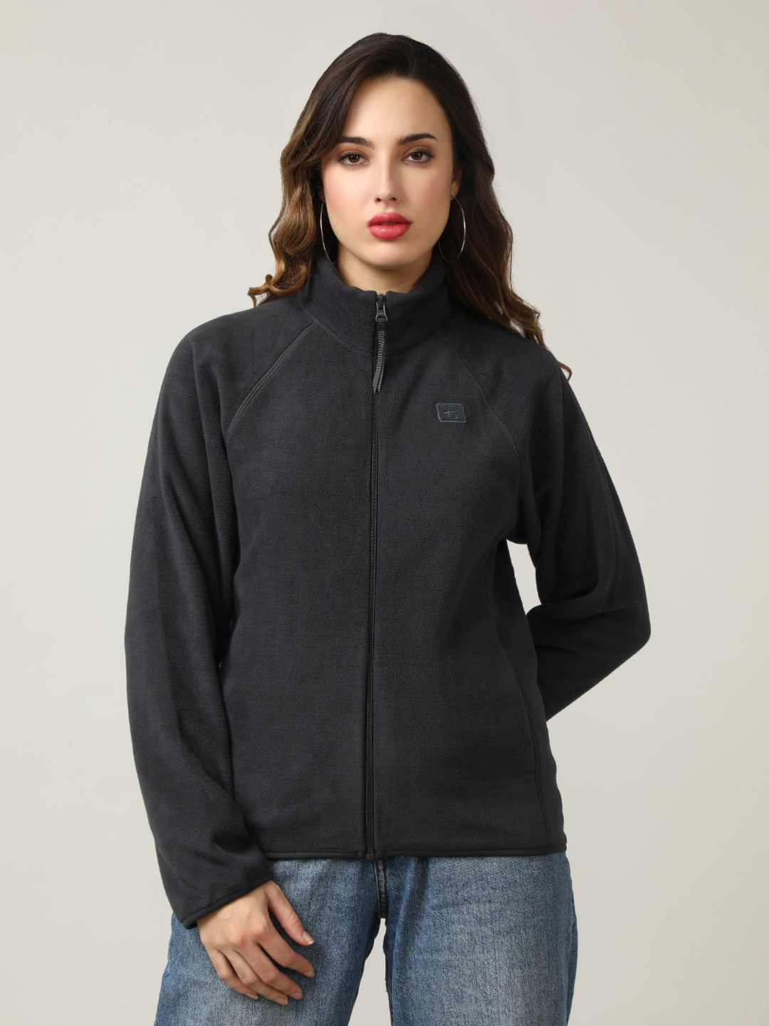 Cozy Grey Fleece Full-Zip Sweatshirt