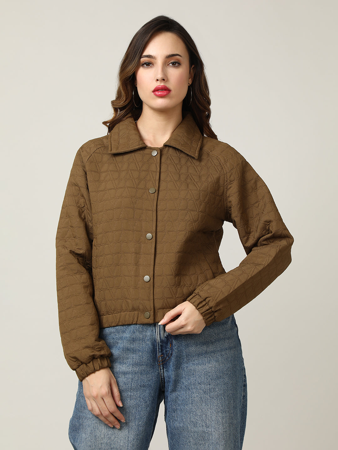 Women's Cream Short Length Quilted Jacket