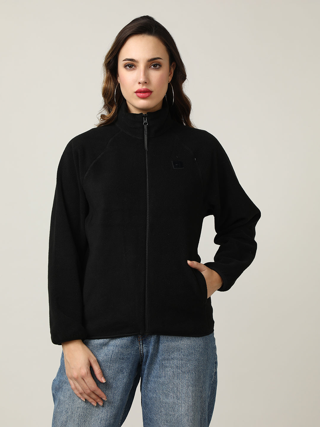 Cozy Black Fleece Full-Zip Sweatshirt