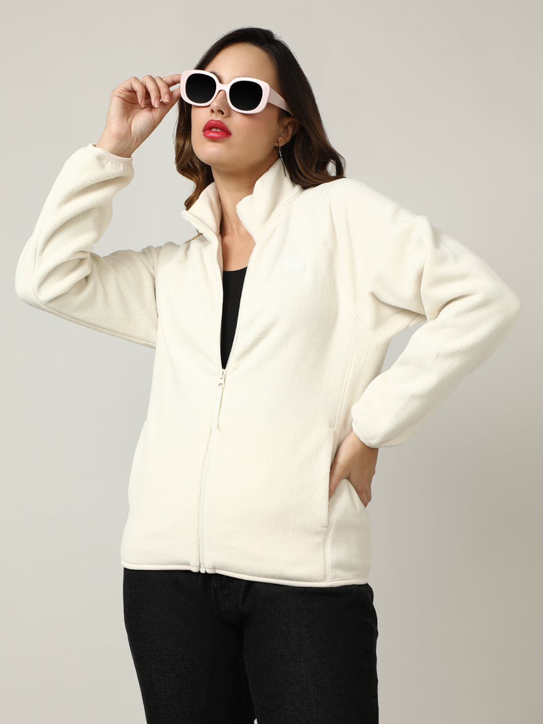Cozy Cream Fleece Full-Zip Sweatshirt
