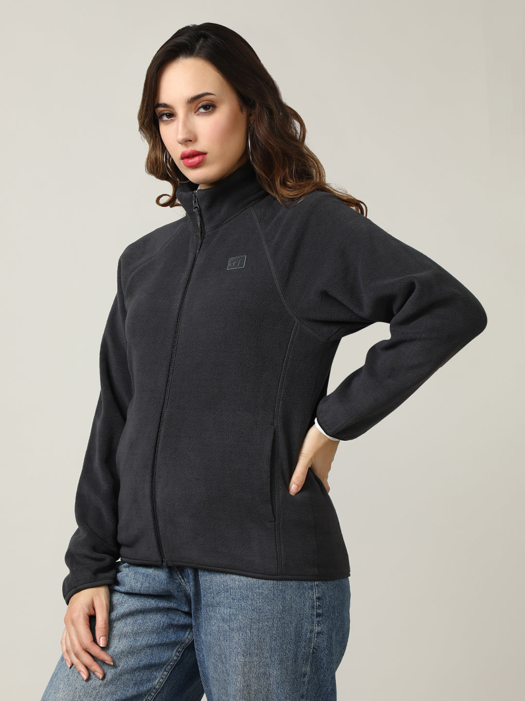Cozy Grey Fleece Full-Zip Sweatshirt