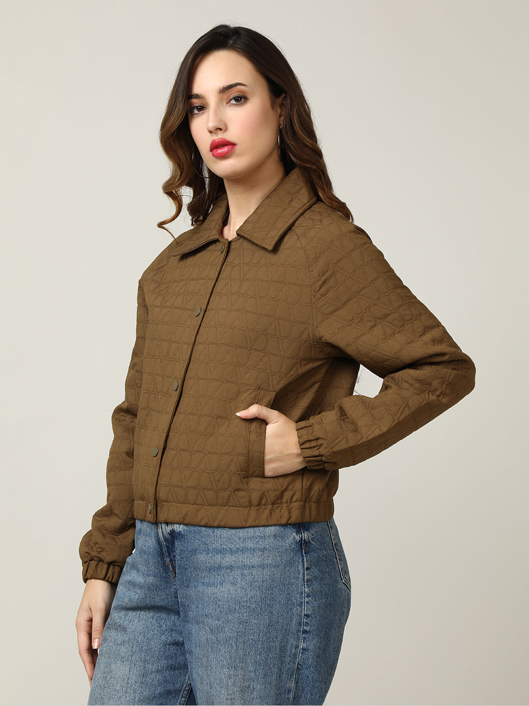 Women's Cream Short Length Quilted Jacket