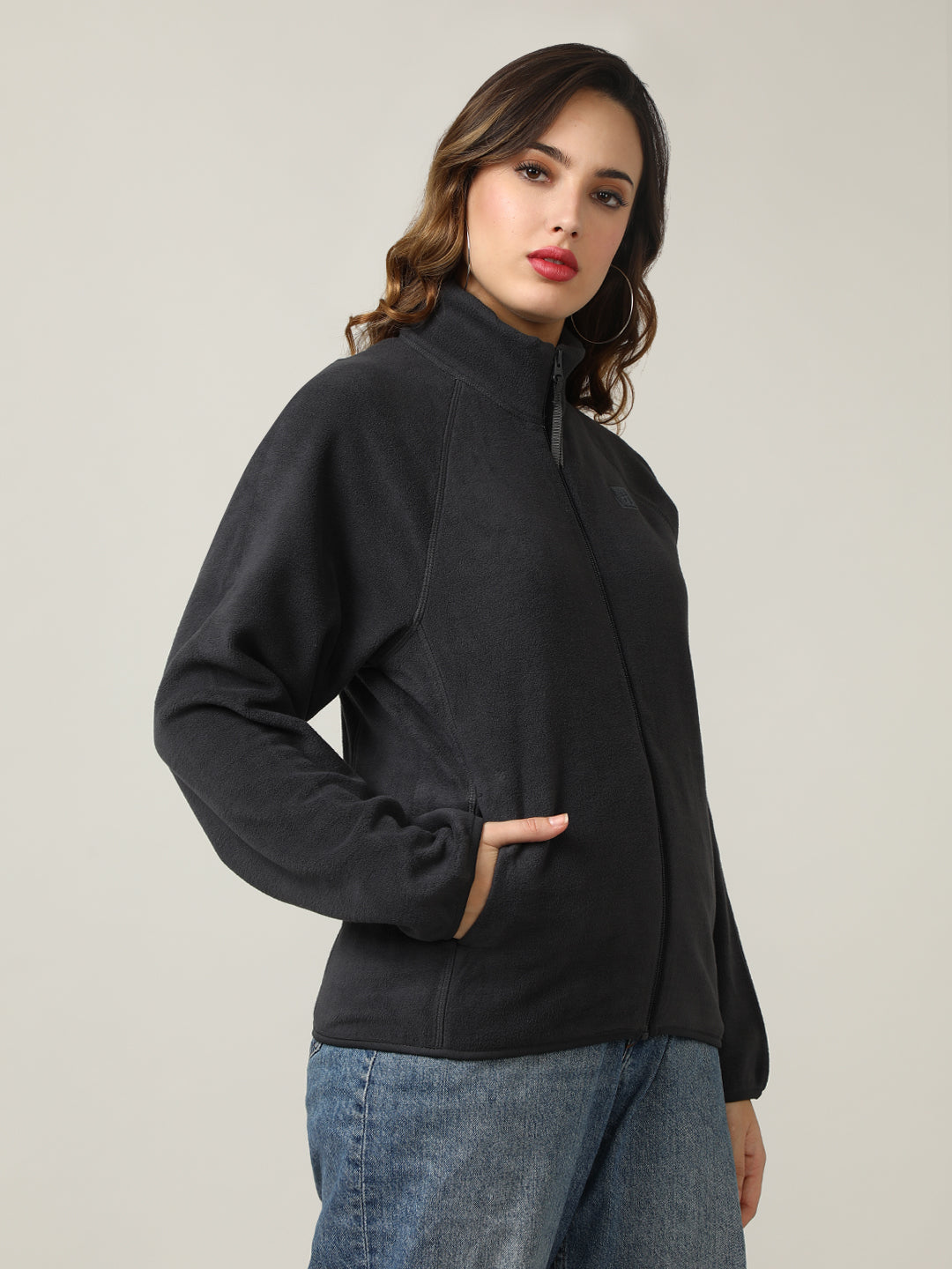 Cozy Grey Fleece Full-Zip Sweatshirt