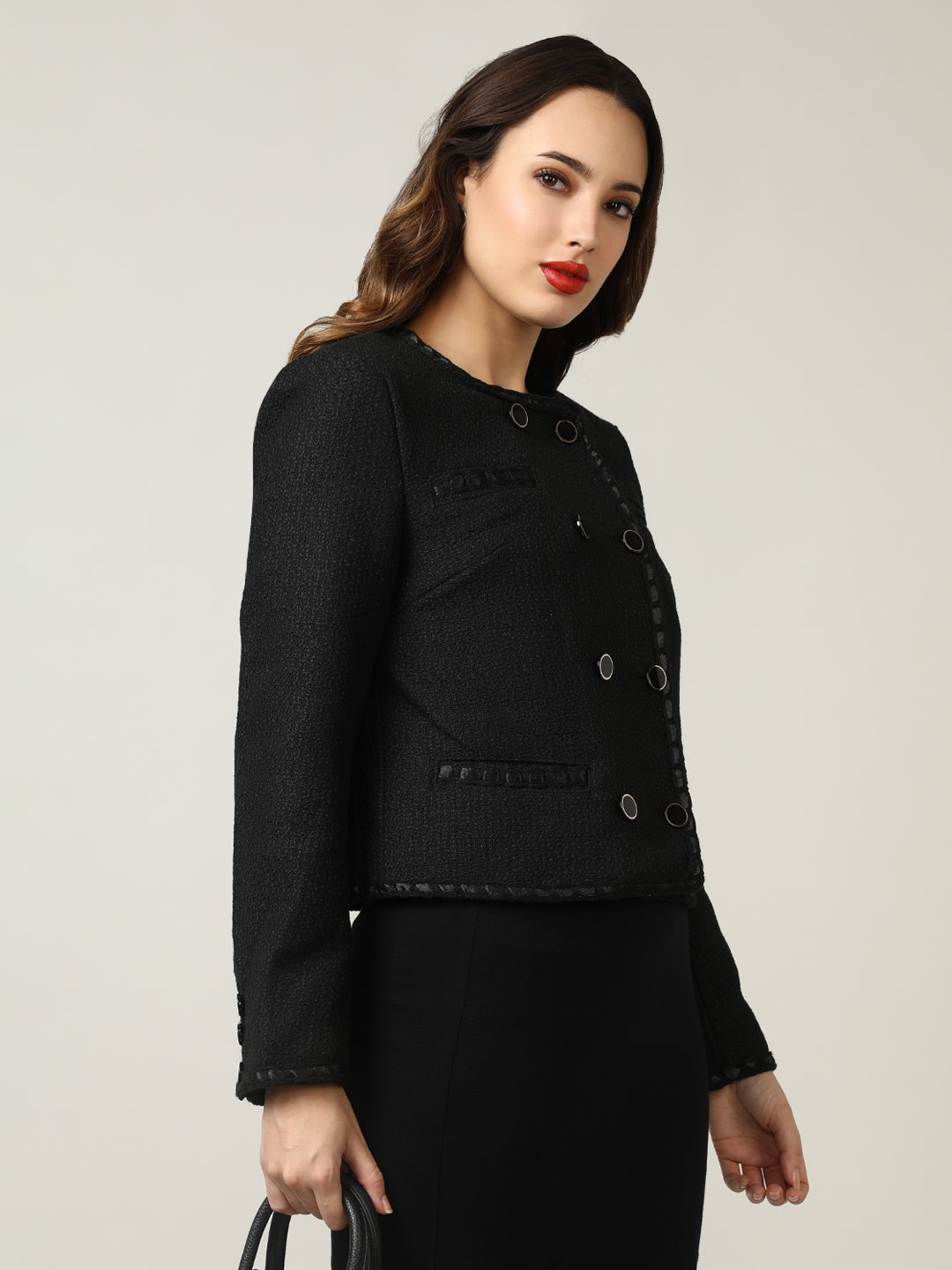 Women's Black Heritage Cropped Tweed Jacket