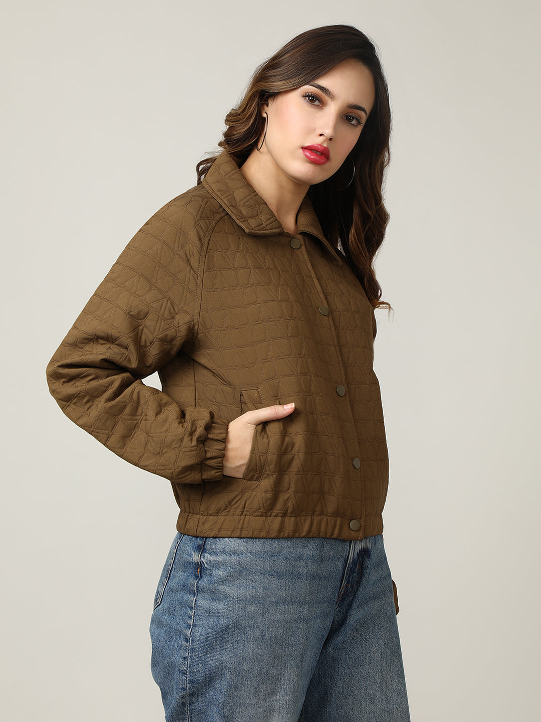 Women's Cream Short Length Quilted Jacket